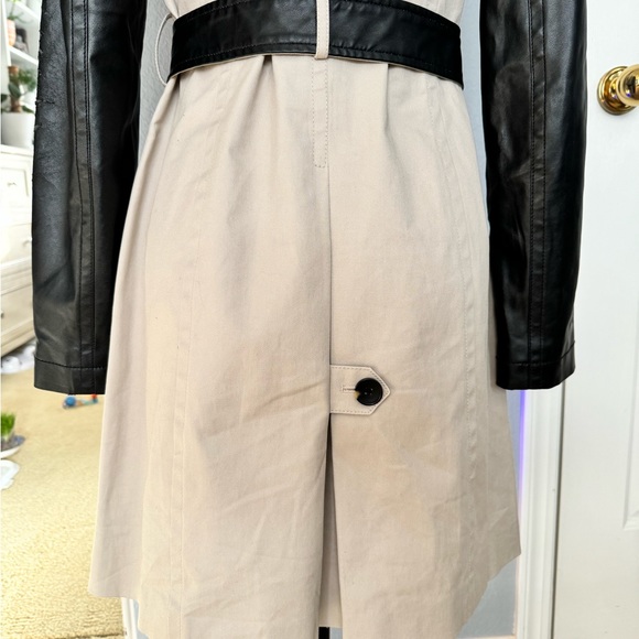 ❌SOLD❌Ann Taylor Trench Coat with Faux Leather Sleeves Small - Picture 5 of 17